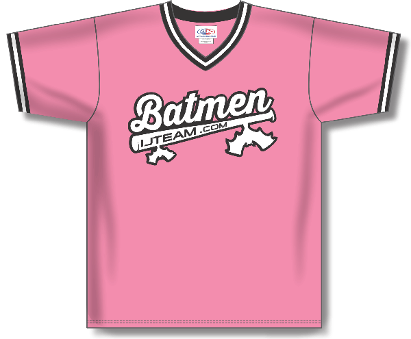 pink and white baseball jersey